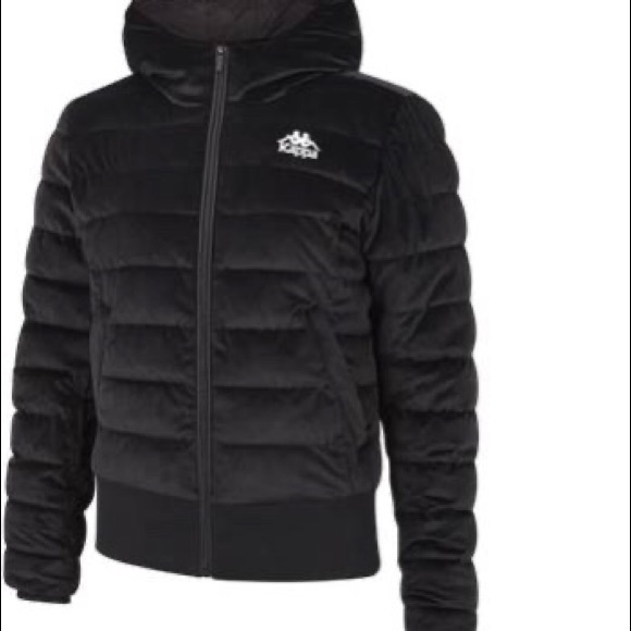 KAPPA Black Velvet Coat, Velvet Puffers Jacket, Puffer Coat - Picture 8 of 8